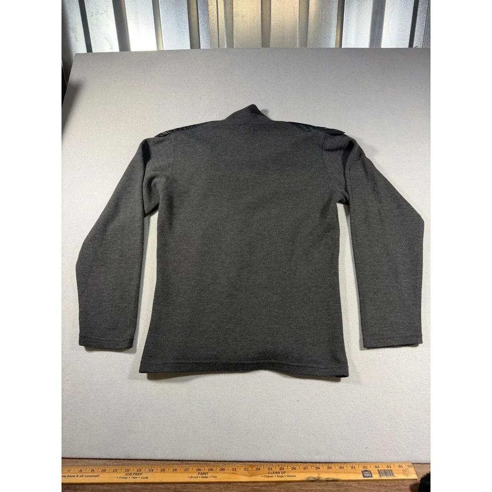 Gianni Versace Mens XL Gray Knit Quarter Button Mock Neck Pullover Long Sleeve